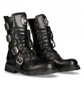 Bottes New Rock Comfort Light en Cuir Itali et Nomada Noirs