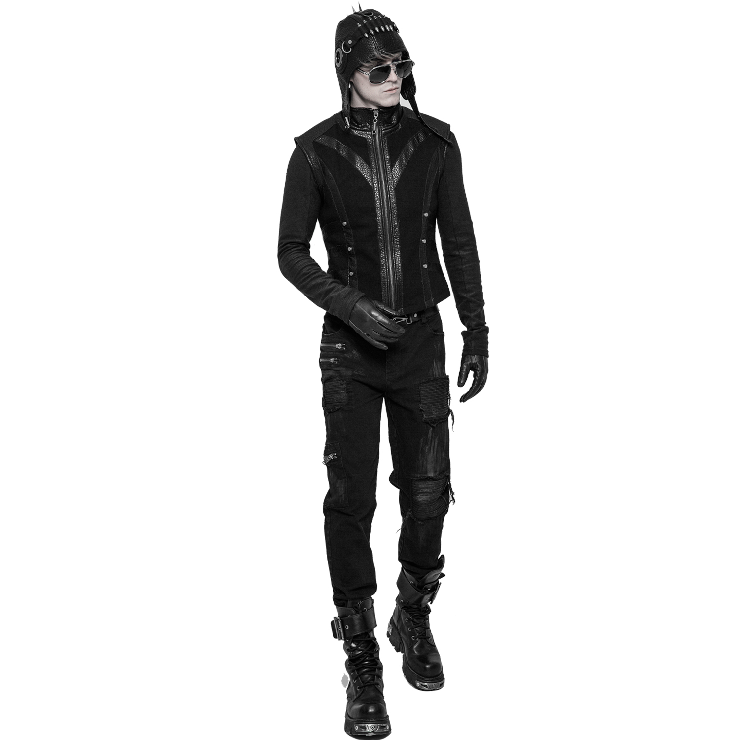 Black 'Cataclysm' Aviator Hat by Punk 