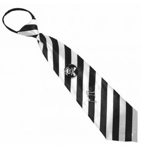 White and Black Stripes Satin Tie