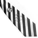White and Black Stripes Satin Tie