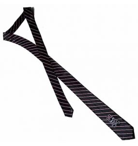 Black 'Girly Skull' Satin Tie with Pink Stripes