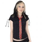 Cravate Slim Satinée 'Skulls' à Damiers Rouges et Noirs