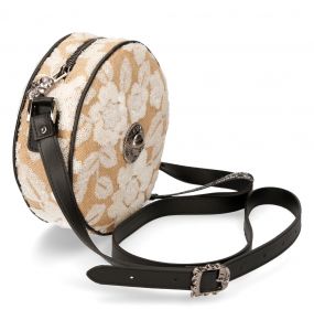 Sac à Bandoulière Rond Nacre à Fleurs