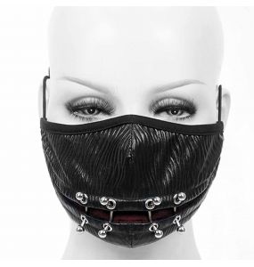 Black and Red 'Piercings' Face Mask