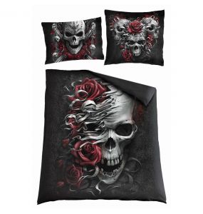 Housse de Couette Double 'Skulls N' Roses' avec Taies d'Oreillers