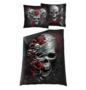 Housse de Couette Single 'Skulls N' Roses' avec Taies d'Oreillers