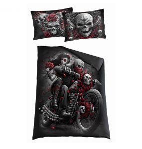 Housse de Couette Single 'Skulls N' Roses' avec Taies d'Oreillers