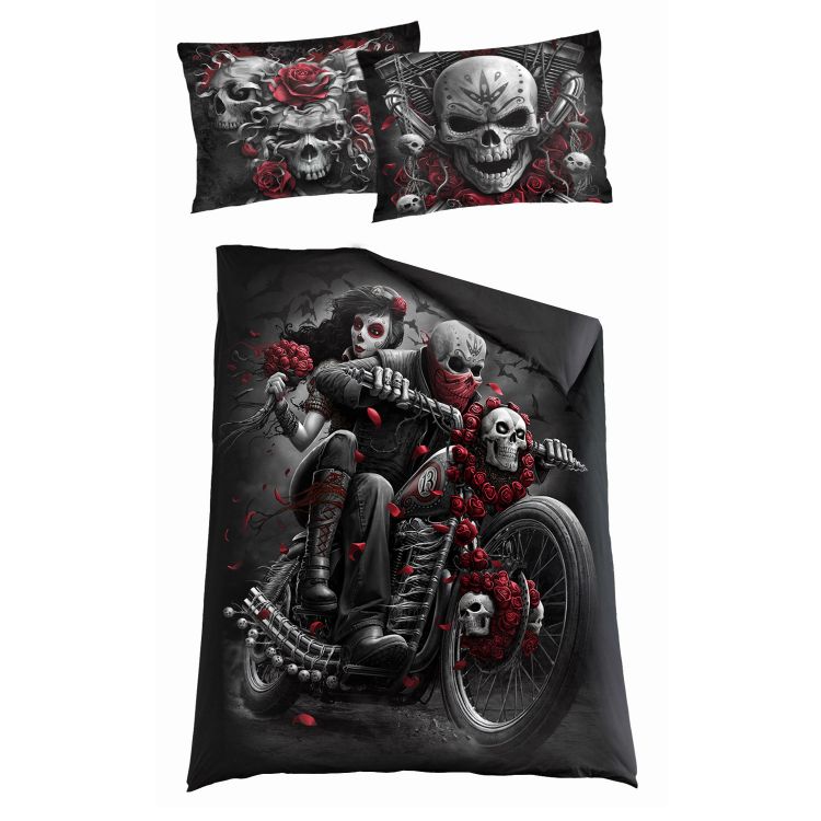 Single Duvet Cover 'Skulls N' Roses' with Pillowcases