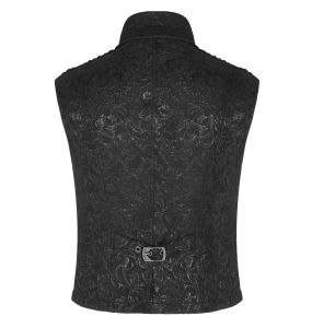 Black Brocade and Burgundy Velvet 'Silvanus' Waistcoat