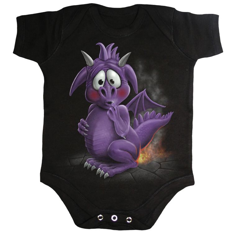 Black 'Dragon Relief' Baby Sleepsuit