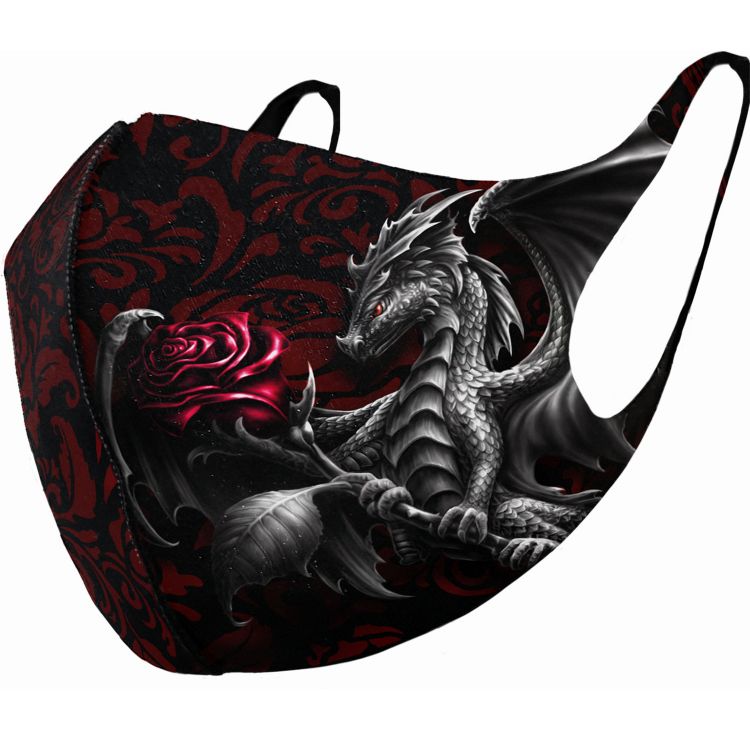 Black and Red 'Dragon Rose' Face Mask
