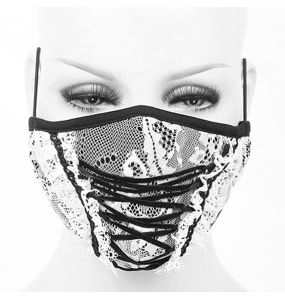 White and Black 'White Lace' Face Mask