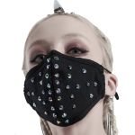 Black 'Rebellion' Face Mask with Blue Spikes
