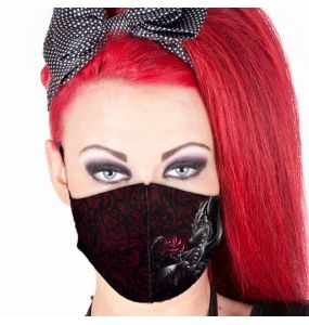 Black and Red 'Dragon Rose' Face Mask