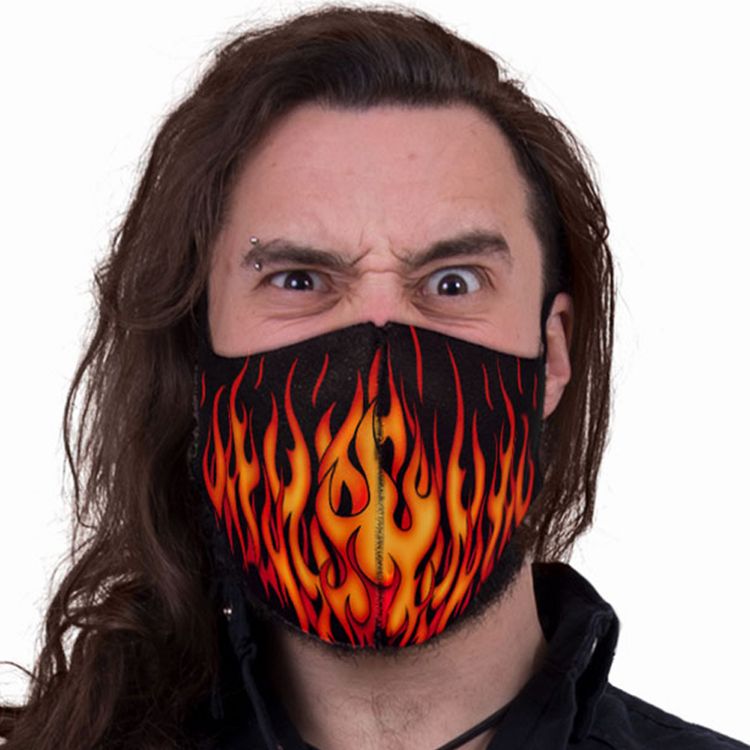 Black 'Tribal Flames' Face Mask