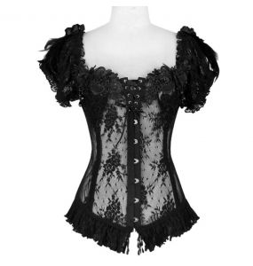Corset 'Mystic' in Black Transparent Lace