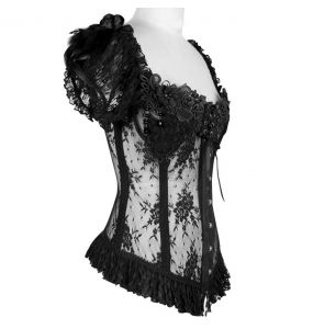 Corset 'Mystic' in Black Transparent Lace