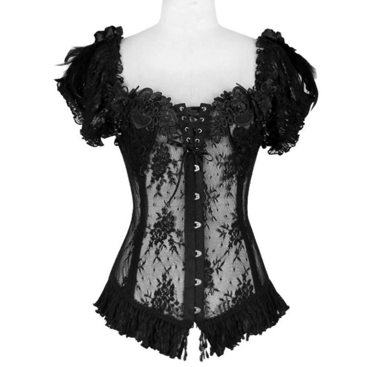 Corset 'Mystic' in Black Transparent Lace