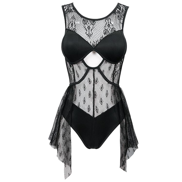 Black 'Finely Gothic' Swimsuit