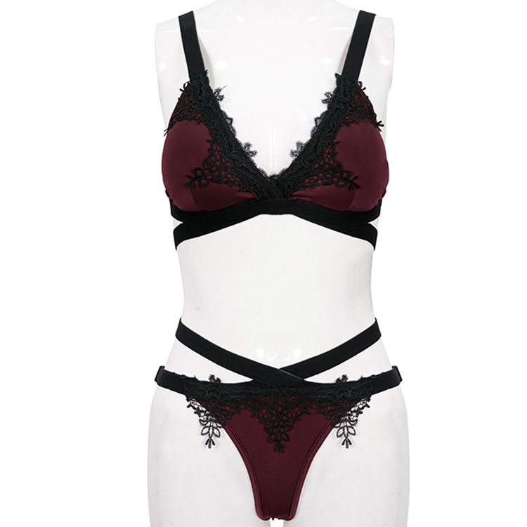 Burgundy and Black 'Narcissa' Bikini