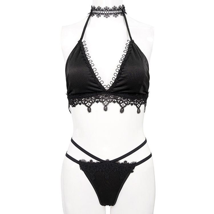 Black 'Narcissa' Bikini with Lace Choker