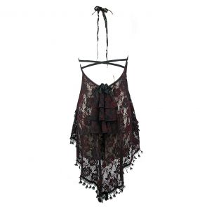 Top 'Ophelia' en Dentelle Rouge et Noire