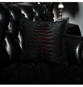 Black and Red 'Ribcage' Decorative Cushion