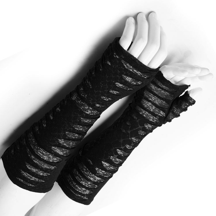 Black Men's Gothic 'Draven' Fingerless Gloves