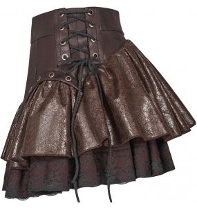 Brown 'Norra' Steampunk Mini-Skirt