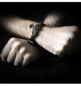 Bracelet 'Black Consort' en Cuir Noir