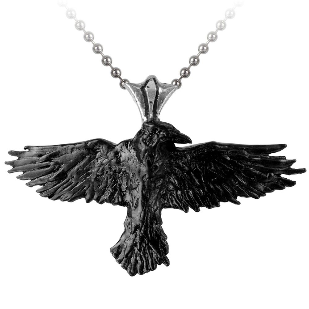 Punk Gothic Raven Pendant Necklace Vintage Bird Skull Chocker