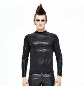 T-Shirt à Manches Longues 'Cyber Punk' Noir Brillant
