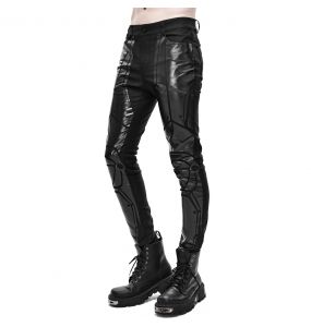 Black 'Robot Armor' Skinny Pants for Men