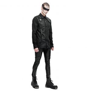 Black 'Robot Armor' Skinny Pants for Men