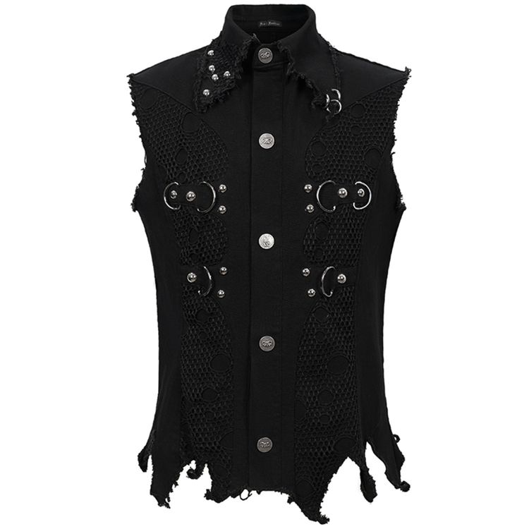 Black 'Distressed Heavy Metal' Waistcoat