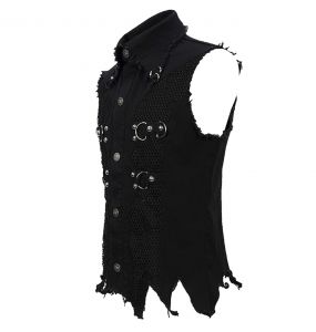 Black 'Distressed Heavy Metal' Waistcoat
