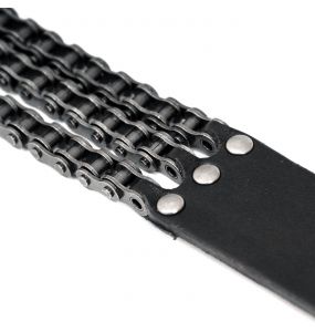 Black 'Motorcycle Chain' Leather Belt