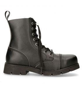 Black Vegan Leather New Rock Ankle Boots