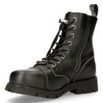 Black Vegan Leather New Rock Ranger Ankle Boots