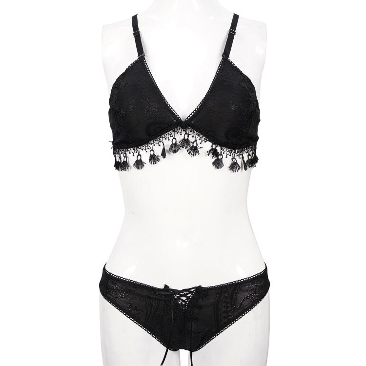 Black 'Gothic Tassel' Bikini