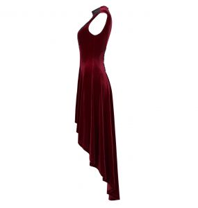Red Velvet Asymmetric 'Bara' Dress