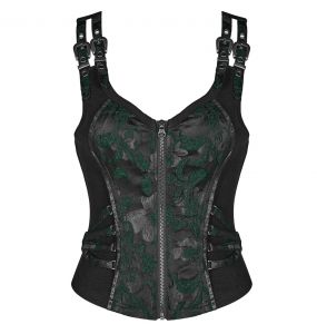 Black and Green Jacquart 'Poison' Top Corset
