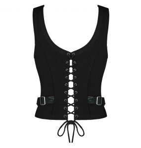 Black and Green Jacquart 'Poison' Top Corset