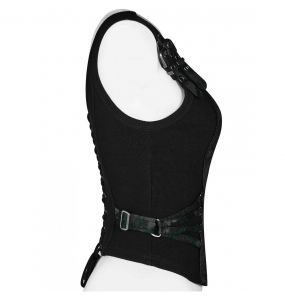 Black and Green Jacquart 'Poison' Top Corset