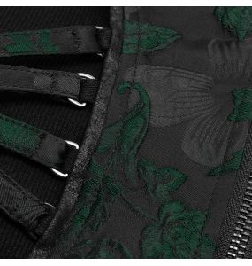 Black and Green Jacquart 'Poison' Top Corset