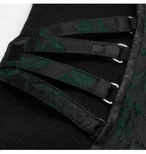 Black and Green Jacquart 'Poison' Top Corset