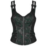Black and Green Jacquart 'Poison' Top