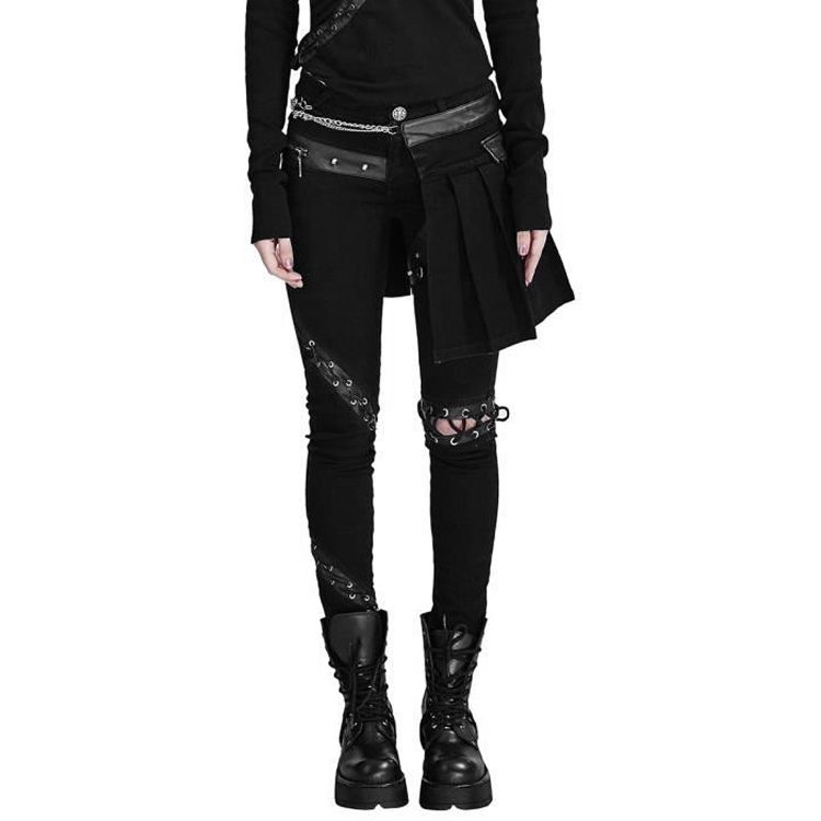 Black Half Skirt-Pants 'Catacomb'