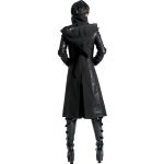 Black Long Jacket 'Black Dragon' with Removable Pointed Hood