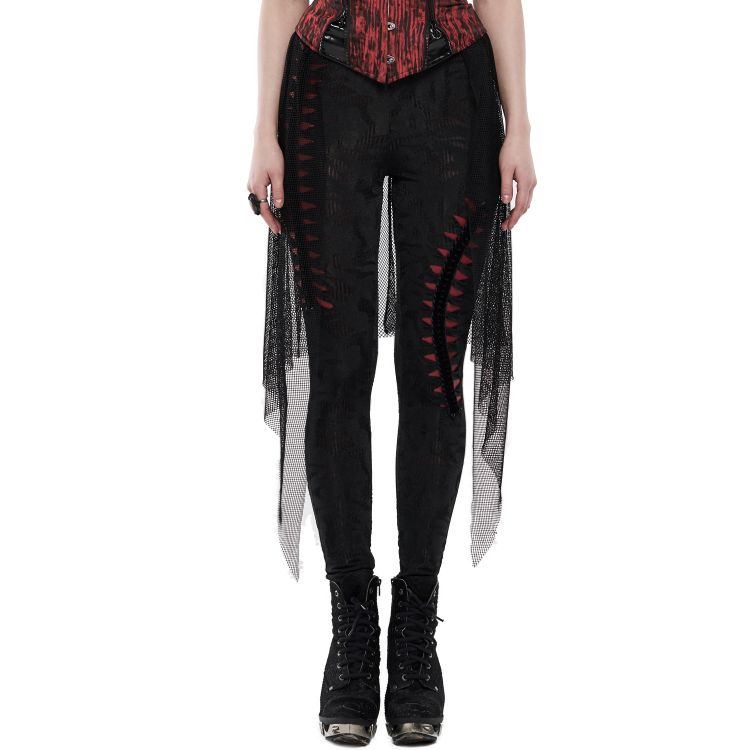 Leggings 'Goth Flames' Noir et Rouge